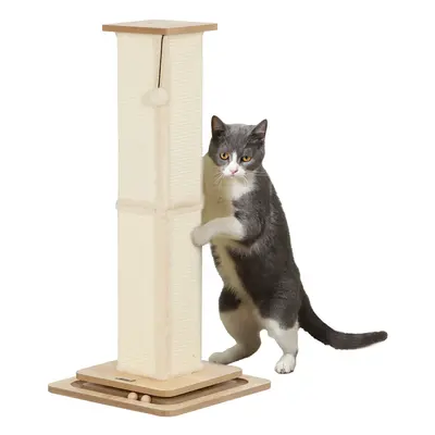 PawHut 87cm Cat Scratching Post, 3-in-1 Cat Scratcher w/ Track Ball Toy