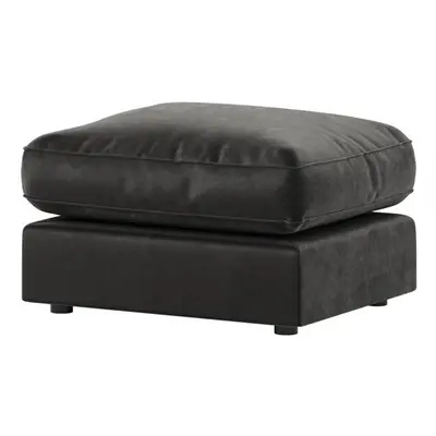 (Black, Footstool) Brooklyn Plush Velvet Fibre & Seater Sofa Set