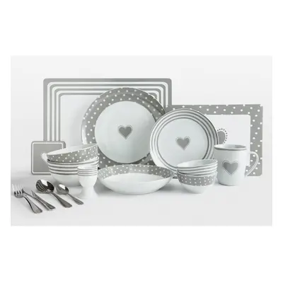 80 Piece Grey Heart Combo Dinner Set