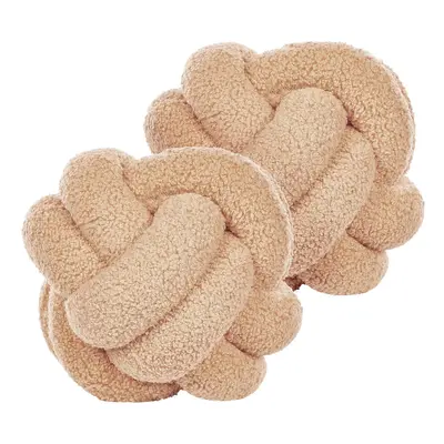 Set of Boucle Knot Cushions x cm Beige MALNI