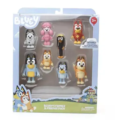 (With Box) 8Pcs Bluey Family And Friends Dog Pet Action Figures 3'' Model Toy Set Kids Gift