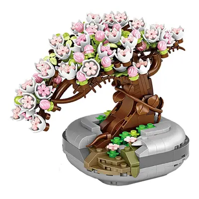 Cherry Blosson Tree Bonsai Pieces Pink Flower Building Block Enternal Toy for 6+(Not Compatible 