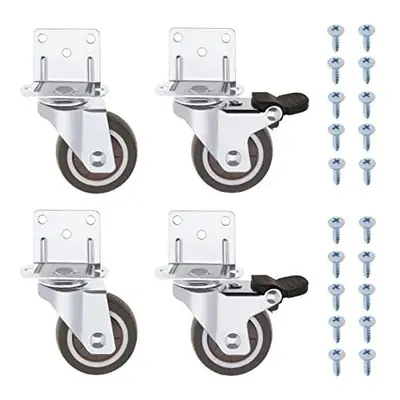 4PCS inch Swivel Castors L-Mounting Plate Caster 2PCS with Brake 2PCS without Brake for Furnitur