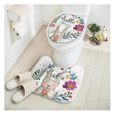 Carpet Absorbent Non-Slip Pedestal Rug Lid Bathroom Toilet Cover Bath Mat New Cut Cartoon Rabbit