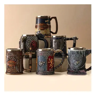 Retro Stainless Steel Resin Beer Mug Song of Ice and Fire Viking Drinkware Tankard whisky Wine