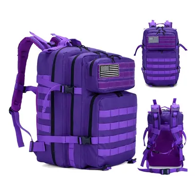 (Purple) 50L Man/Women Hiking Trekking Bag Military Tactical Backpack Army Waterproof Molle Bug 