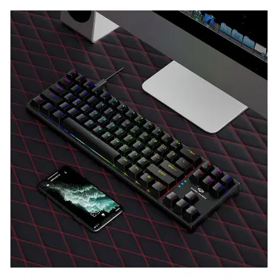 (Black, Blue Switch) Mechanical Gaming Keyboard Keys Blue/Red Switch Hot Swappable RGB Backlit D