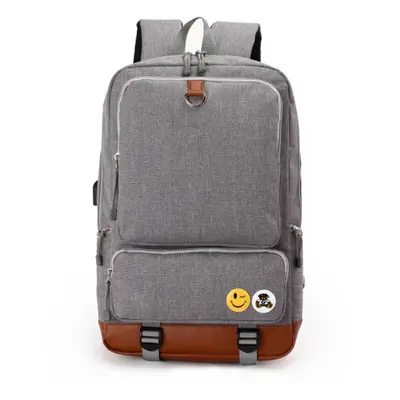 (Light Gray) Backpack USB Charging Backpacks Men Woman Shoulder Bag Laptop Bag Casual Travel Bac