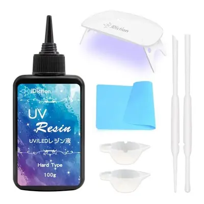 JDiction UV Resin Kit with Light, Super Crystal Clear Hard Resin Glue Sunlight Curing UV Resin S