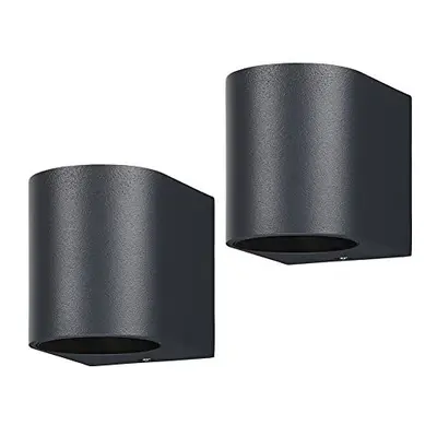 LASIDE Outdoor Wall Lights Pack of 2, Anthracite Grey GU10 Down Outside Wall Lights Electric, IP