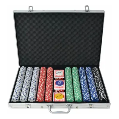 vidaXL Poker Set with Chips Aluminium Playing Card Game Case Casino Dice