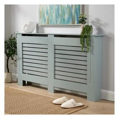 Large Grey Radiator Cover Wooden Wall Cabinet Shelf Slatted Grill