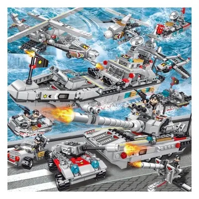 (Sea Defense-665Pcs) 1256pcs Police Station Building Blocks Toys For Boys City Series Blocks Toy