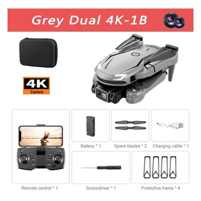 (Grey Dual-4K-1B) Lyzrc V88 Drone Original 4k/8k Professional Anti-shake Hd Dual Camera Omnidire