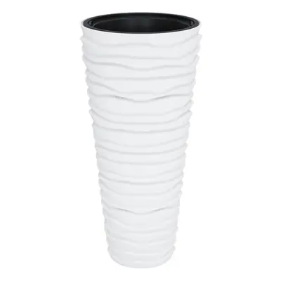 (white, l) vidaXL Planter with Removable Inner Patio Raised Bed Plant Pot PP Grooved Look