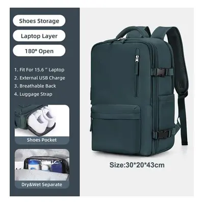 (green,blue) 35l Travel Backpack Large 15.6 Laptop Business Bag Multifunctional Usb Charging Moc