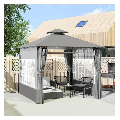 Outsunny x m Garden Gazebo, Outdoor Gazebo Canopy Shelter, Light Grey