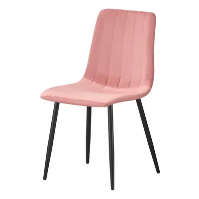 (Pink-strip) Classic Design Velvet Fabric Dining Chairs Metal Legs Padded Seat Chairs