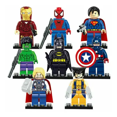 8PCS/SET Superheroes Hulk Superman Mini figures Building Block Toy