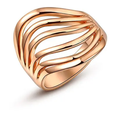 (Gold) Unique Gold Plated Classic Ring Jewelry for Women Wedding Engagement Gift Girls Party