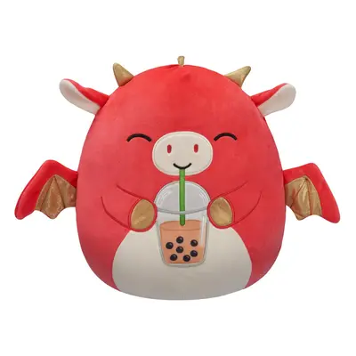 Squishmallows Original 12-Inch Baiden Red Dragon with Boba Drink - Official Jazwares Plush Mediu