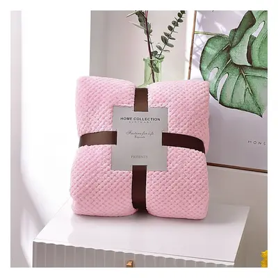 (Pink, 200x230cm/78.74x90.55in) Size Popcorn Waffle Blanket Fleece Travel Throw Sofa Bed Warm Co