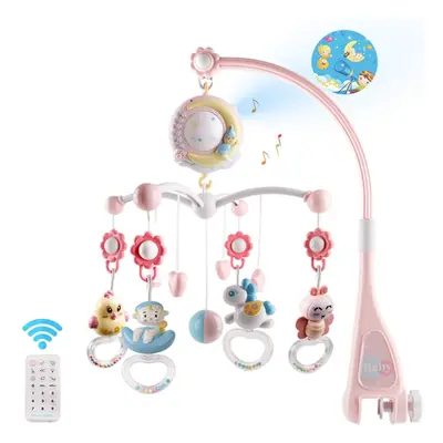 (pink) Baby Musical Bed Bell Cot Moon & Star Dream Light