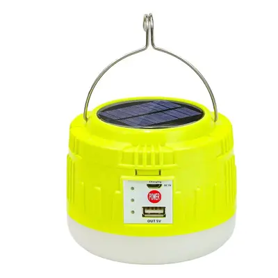 (Yellow) USB Solar LED Camping Light Charger Phone Recharchable Emergency Light Bulbs Outdoor Po