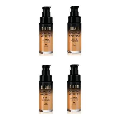 Milani Conceal And Perfect In Foundation + Concealer Amber 30ml x4