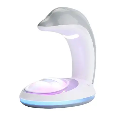 (Grey) LED Lamp Night Light USB Rechargeable Rainbow Dolphin Projector Romantic Atmosphere Home 