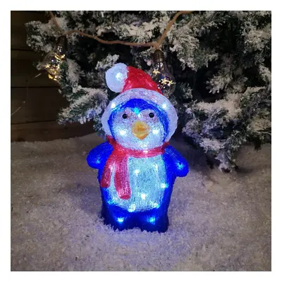 34cm LED Blue Cartoon Acrylic Penguin Christmas Decoration