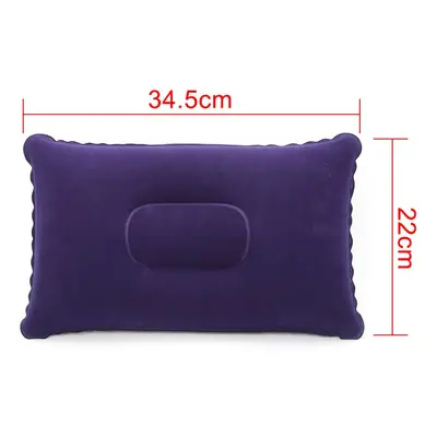 (Dark Blue) Inflatable Air Pillow Bed Sleeping Camping Pillow PVC Nylon Neck Stretcher Backrest 