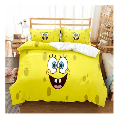 (08, Double-200*200cm) SpongeBob SquarePants Bedding Single Double Duvet Cover Pillow Cases Set