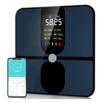 (Large, Black) Weight Scale, VA Large Screen Smart Weighing Scale, USB Rechargeable Digital Bath