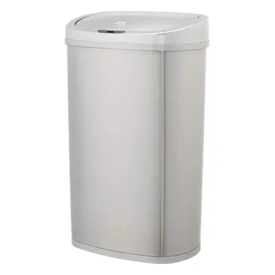 (50-Liter, Rectangular) Stainless Steel Rectangular Bin with Hands-Free Motion Sensor Litre Silv