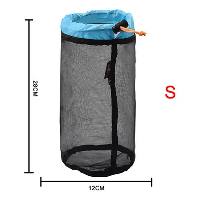 (S) Mesh Storage Bag Lightly Organize Sack Camping Hiking Compression Bags Travel Accessories Po