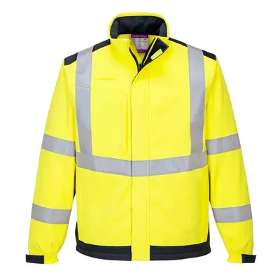 (M, Yellow/Navy) Portwest Mens Hi-Vis Modaflame Multi-Norm Soft Shell Jacket