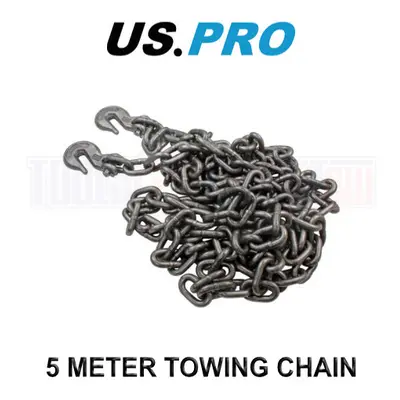 US PRO Meter Steel Heavy Duty Towing Chain With Hooks KGS