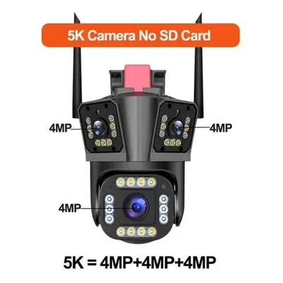 (US Plug) 8k Wifi Ip Camera Four Lens Three Screen Ptz Camera 10x Zoom Outdoor Auto Tracking Sec