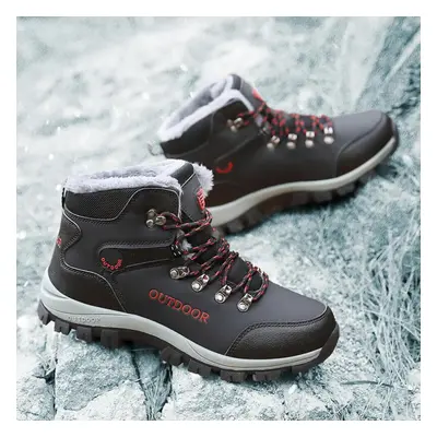 (black, 46) Mctin Man Platform Sneakers Casual Lace Up Winter Plush Warm Shoes For Men Anti Slip