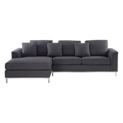 Right Hand Fabric Corner Sofa Grey OSLO