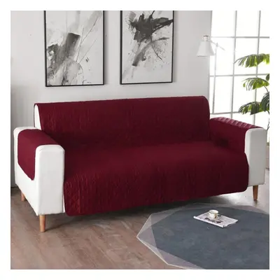 (wine red, Three seater) Waterproof Sofa Cover, Reversible Quilted Slipcover Furniture Protector