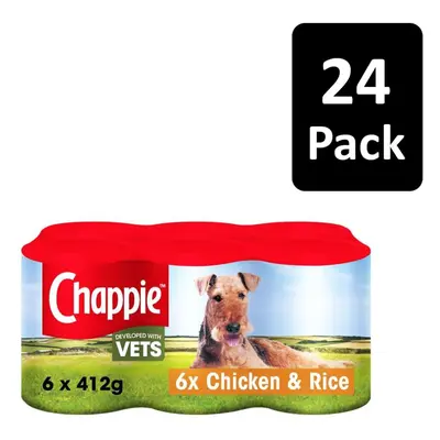 24 x 412g Chappie Adult Wet Dog Food Tins Chicken And Rice