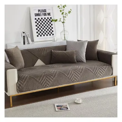 (dark gray, 90x240cm 1pcs) Thicken Plush Sofa Cover Universal Sofas Towel Anti-slip Combination 