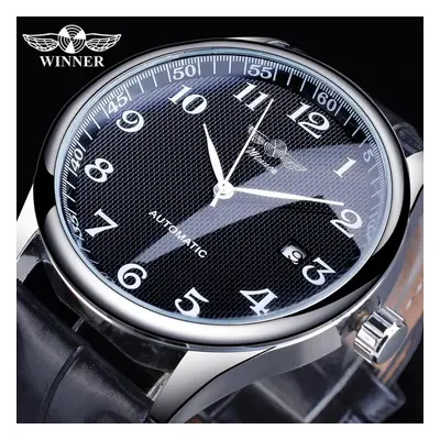 (grey) Winner New Top Men&apos;s Watch Simple Fashion Men&apos;s Automatic Mechanical Strap Cale