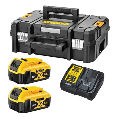 Dewalt DCB184 5.0ah 18v XR Lithium Battery Twin Pack + DCB115 Charger Tstak Case