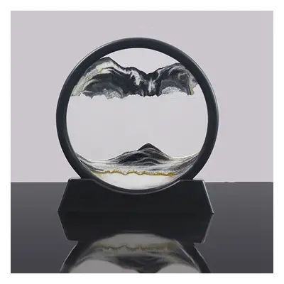 (black white, 26cm-round) Grace 3D Small Gifts Home Decor Sea Sand Landscape Ornaments Quicksand