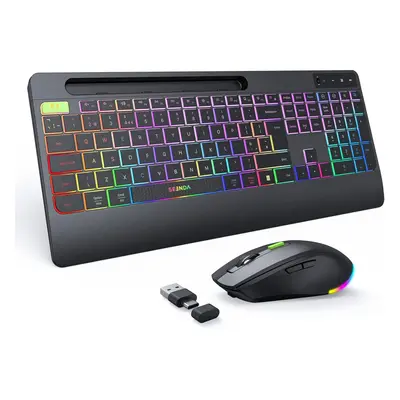 2.4G Wireless Keyboard and Mouse Combo with Rainbow Backlit