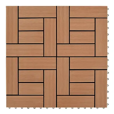 vidaXL 11x WPC Decking Tiles Brown 30x30cm 1mÂ² Patio Bathroom Flooring Carpet