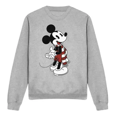 (L, Sport Heather) Disney Unisex Adult Mickey Mouse Scarf Christmas Sweatshirt